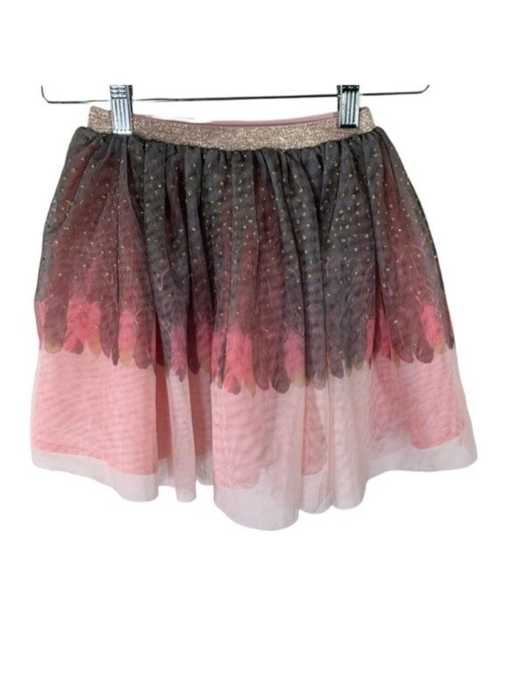 H&M Girls 7 8 Metallic Tulle Tutu Skirt Gold Pink Black Party Balletcore